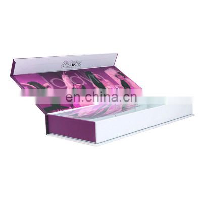 Cardboard Flip Top Hair Braids Artificial Bundle Box Packaging Hair Extensions Products Gift Box With Luxury Sheer Bags