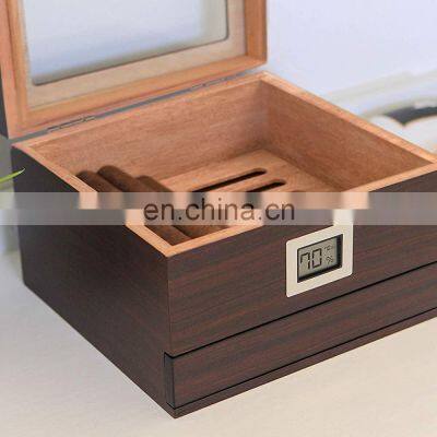 Portable Cigar Case Piano Lacquer Skylight Cigarette Box Cedar Wood Cigar Humidor photo-2