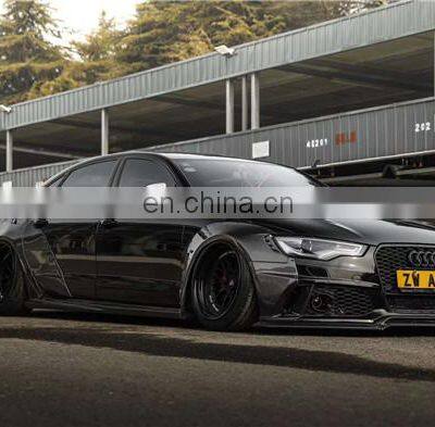 Runde Perfect Fitment For Audi A6 S6 RS6 Upgrade Carbon Fiber Wide Body Kit Front Bumper Lip Wide Wheel Eyebrow Spoiler photo-4