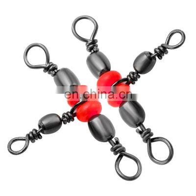 JOHNCOO Fishing Snap Swivel 3 Way Swivel Barrel Ring Hook Lure Line Stainless Steel Connector Beaded Fishing Accessory