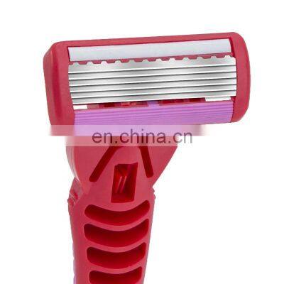6 Blades Women Safety Razor Changeable Cartridge Body Hair Razor Smooth And Comfortable Shaving Razor With Lubricant CM6-03
