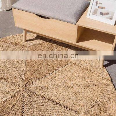 Hot Sale Vintage Boho Seagrass Rug Rustic Style Natural Brown Straw Floor Mat Carpet Vietnam Manufacturer photo-4
