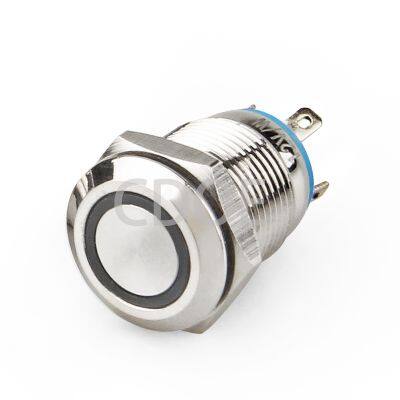 IP65 12 мм плоская головка и кольцевой светодиодный 6В однотактный освещаемый пусковой кнопочный выключатель с кратковременным включением