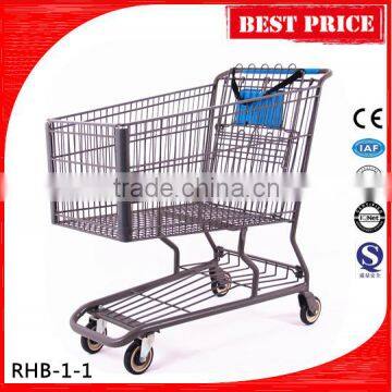 Large metal shopping cart with kids seat and wheel