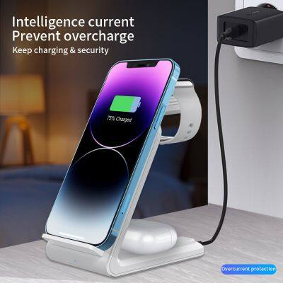 High Quality Wholesale 3In 1 15 W Type-C Electric Fast Charging Wireless Charger Station For Any Mobile photo-5