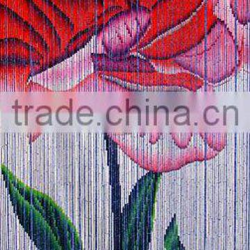 High quality best selling Bamboo Door Curtain with Big Red Hibiscus Flower Oriental Rose in Viet Nam