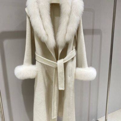 2025 Autumn Winter Women's High-End Double-Faced Wool-Cashmere Coat - Mid-Length Slimming Jacket With Fox Fur Collar photo-2