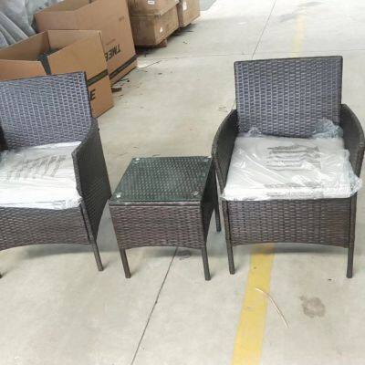 Modern Design 3-Piece Outdoor PE Rattan Garden Coffee Set Factory Direct Delivery Courtyard Portable Garden Sofa Set photo-5