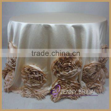 TC107H wedding wholesale round satin rosette table cloth                        
                                                Quality Choice