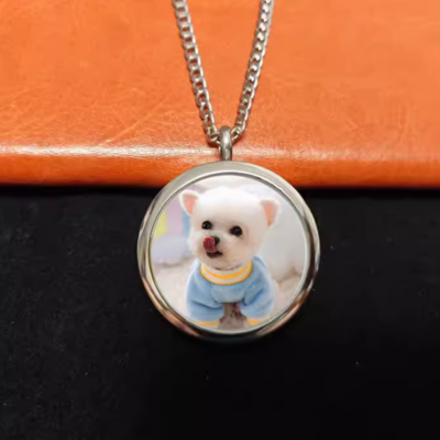Custom Engraved Pet ID Pendant Necklace in Hypoallergenic Titanium photo-2