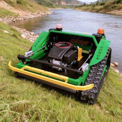 Cortacésped robot industrial de rieles RC autopropulsado e inteligente con motor híbrido gas-eléctrico de 452 cc aprobado por la EPA CE Compact