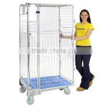 Luggage Hotel Logistic Storage Fold Wire Mesh 4 Sided Roll Cage