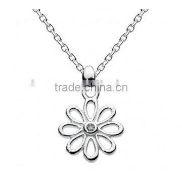 latest design fashion jewelry ladies flower pendant necklace girls stainless steel necklace