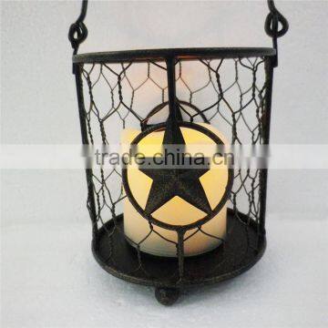 Iron Holiday Candle Lantern,electric Candlestick,polished Brass Holder photo-3