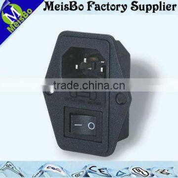 Iec inlet AC desktop socket with puse holder and switch