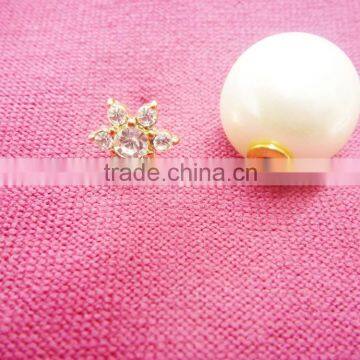 FLORAL CRYSTAL RHINESTONE PLASTIC PEARL 2 SIDED EARRING photo-3
