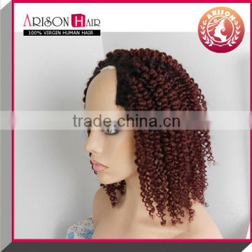 red color human hair u part wig