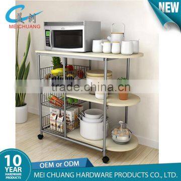 Chrome metal kitchen storage rack, microwave oven rack, wire shelving