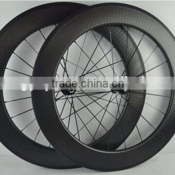 2016 new trend dimpled surface full carbon road bicycle wheels 700c 80mm high 25mm wide U shape tubular 80T-25