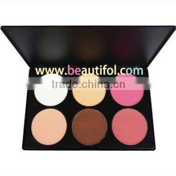 Natural blush! 6 color blusher palette, Cosmetics for cheek, long lasting , Face shimmer blushes