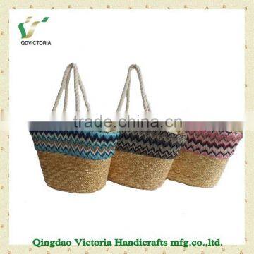 Wheatstraw with colorful polyester cloth handbags