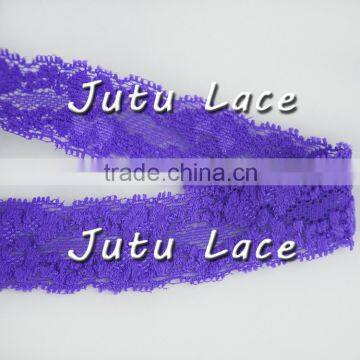 1" Elastic Lace Ribbon, Lace Elastic by the Yard - Purple photo-1