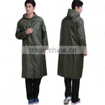 PU fabric outdoor long rain coat for man wholesale print with your logo