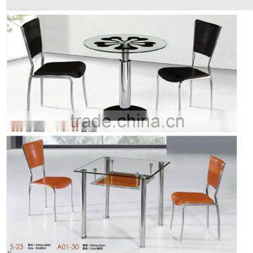 glass top stainless steel frame dining table factory sell directly YY29