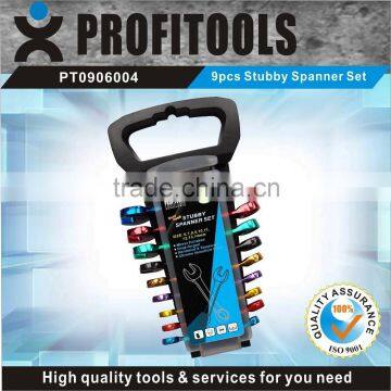 9pcs CRV multi color coated stubby spanner set