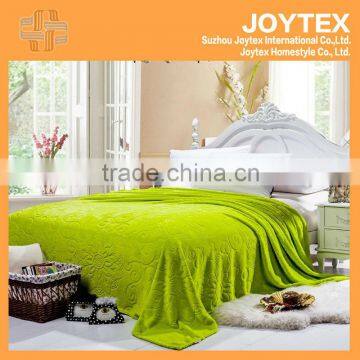 2014 hot super soft solid color flannel fleece with carving korean blanket