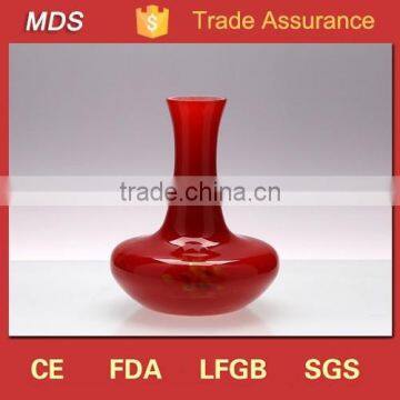 Good quality handmade red art glass vase for flower vase