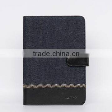 Jeans Denim Cloth+Genuine Leather Cover Flip Magnetic Book Stand Case For Apple iPad