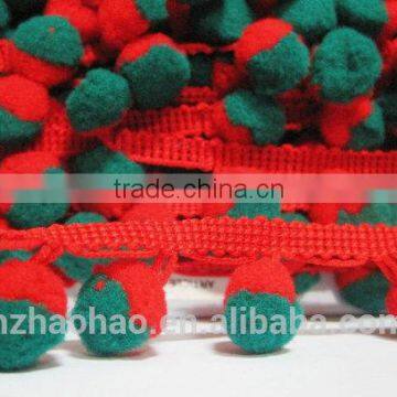 5 Yards Two-Tone RED-PINE GREEN Pom Pom Trim, Teal Trim, Trim Lot, Wholesale, Red Pom Pom Trim, Large Pom Pom Trim, Green Pom po