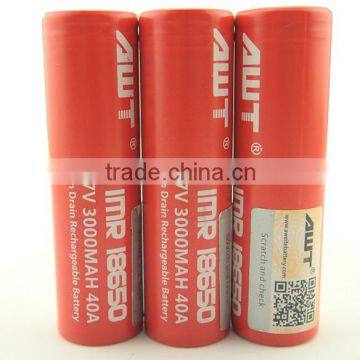 E Cigarette Hong Kong AWT 18650 3000mAh 40A Battery for Box Mod e Cigarette Vape Mod photo-3