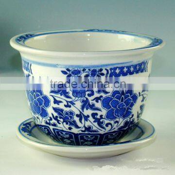 Jingdezhen Factory chinese ceramic blue and white flower pot with plate                        
                                                Quality Choice