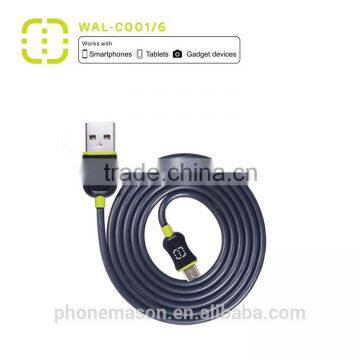 walnut 3m length black micro USB cable for universal phone