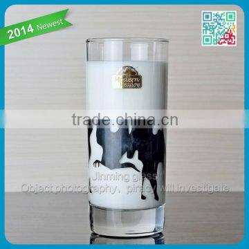 Promotional Custom Print Glass Milk Cup Bulk Drinking Glass Wholesale