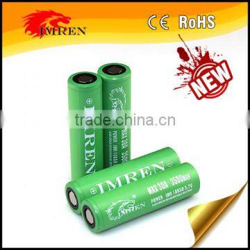 2016 Hot !!! Excellent high quality IMREN rechargeable battery IMREN IMR18650 3500mah 30a 3.7v battery for E-cig