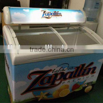 110V/60Hz 258L curved glass door freezer,ice cream freezer