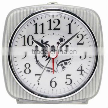 Sivler square shaped plastic table alarm clock