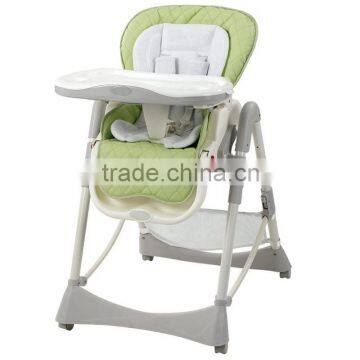 Recline Compact Padded Baby High Low Chair Complete With Double Tray and Storage Basket