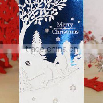 Exquisite design of white -blue flash colour christmas card