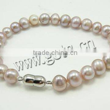 Cultured Freshwater Pearl Bracelets, brass magnetic clasp