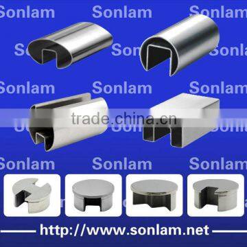 304 stainless steel square slotted tube for glass