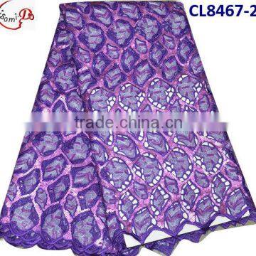 CL8467-2 new coming high quality purple organza lace soft material new design nice pattern for making parry dress