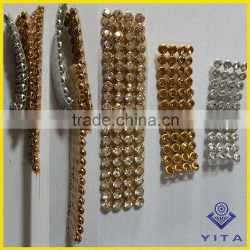 2mm 3mm 4mm 6mm crystal silver and gold metal base hot fix rhinestone aluminum mesh sheet