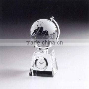 crystal globe with clock