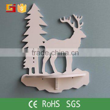 fashion fireproof shelf rack, good quality carved deer style plastic wall shelf