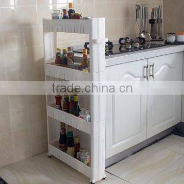 Wheeled 4 Layers Foldable Plastic Diy Gap Sundries Storage Shelf Handing Organizer Rack photo-2