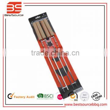 4pieces wood handle bbq rotisserie tools set rotating skewer for sale
